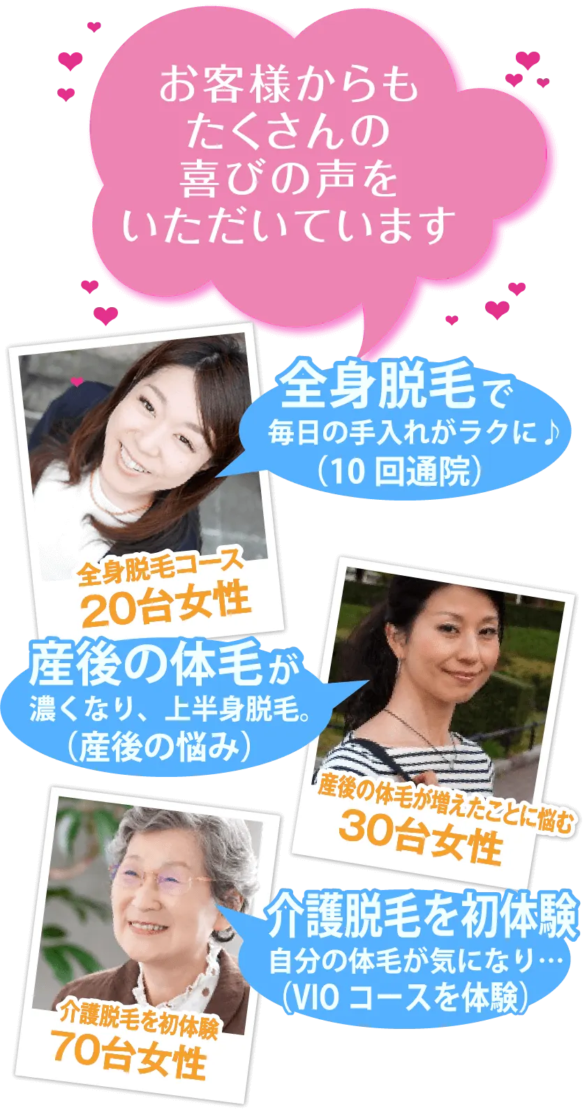 お客様からもたくさんの喜びの声をいただいています